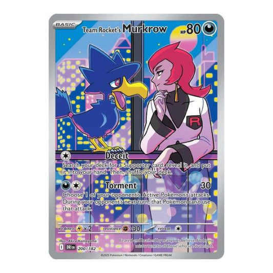 Team Rocket's Murkrow - 200/182 (DRI) #200/182 Illustration Rare (Holofoil Near Mint) SV10: Destined Rivals Pokemon: 2025