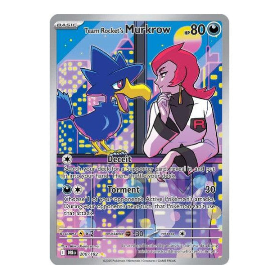 Team Rocket's Murkrow - 200/182 (DRI) #200/182 Illustration Rare (Holofoil Near Mint) SV10: Destined Rivals Pokemon: 2025
