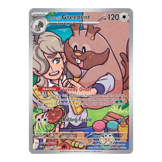 Arven's Greedent - 205/182 (DRI) #205/182 Illustration Rare (Holofoil Near Mint) SV10: Destined Rivals Pokemon: 2025