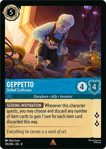 Geppetto - Skilled Craftsman (8) #174/204 Rare (Near Mint) Reign of Jafar Disney Lorcana: 2025