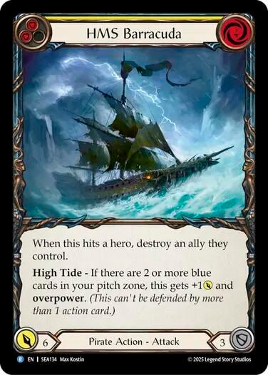 HMS Barracuda () #SEA134 Rare (Lightly Played) High Seas Flesh and Blood TCG: 2025