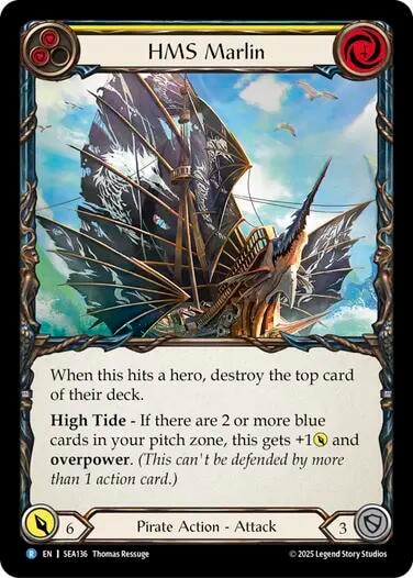 HMS Marlin () #SEA136 Rare (Lightly Played) High Seas Flesh and Blood TCG: 2025