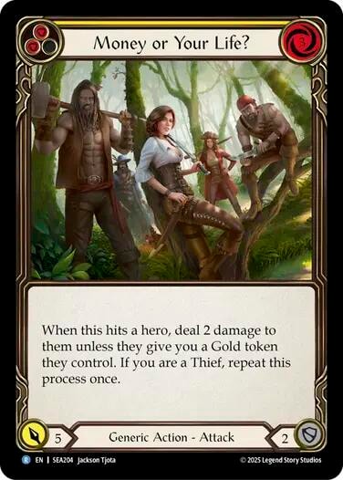 Money or Your Life? (Yellow) () #SEA204 Rare (Lightly Played) High Seas Flesh and Blood TCG: 2025