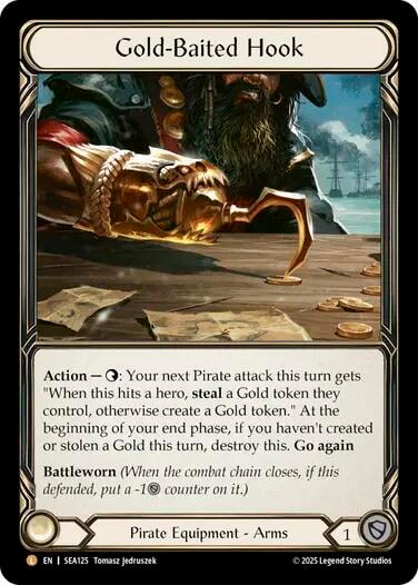 Gold-Baited Hook (Treasure) () #SEA125 Legendary (Cold Foil Near Mint) High Seas Flesh and Blood TCG: 2025