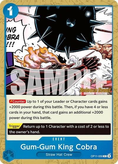 Gum-Gum King Cobra (OP11 RE) #OP11-059 Common (Near Mint) A Fist of Divine Speed Release Event Cards One Piece Card Game: 2025