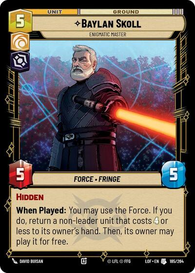 Baylan Skoll Enigmatic Master (LOF) #185/264 Uncommon (Near Mint) Legends of the Force Star Wars: Unlimited: 2025