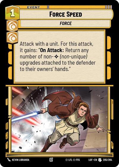 Force Speed (LOF) #205/264 Uncommon (Near Mint) Legends of the Force Star Wars: Unlimited: 2025