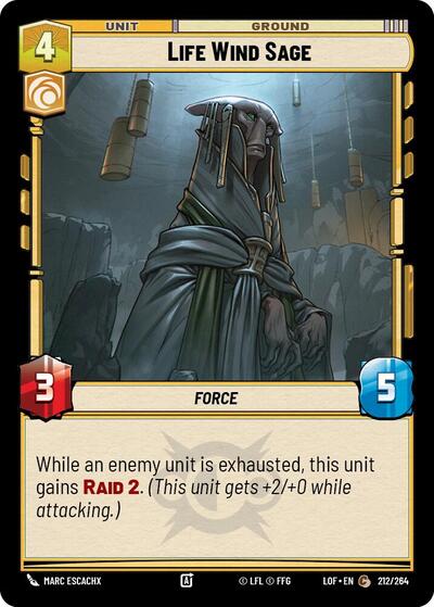 Life Wind Sage (LOF) #212/264 Common (Near Mint) Legends of the Force Star Wars: Unlimited: 2025