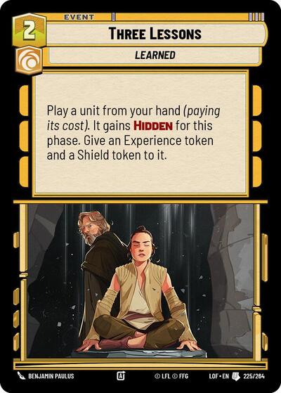 Three Lessons (LOF) #225/264 Uncommon (Near Mint) Legends of the Force Star Wars: Unlimited: 2025