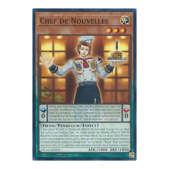 Chef de Nouvelles (DUAD) #DUAD-EN023 Common / Short Print (1st Edition Near Mint) Duelist's Advance YuGiOh: 2025