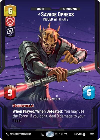 Savage Opress Imbued With Hate Prestige (LOF) #1027 Uncommon (Near Mint) Legends of the Force Star Wars: Unlimited: 2025