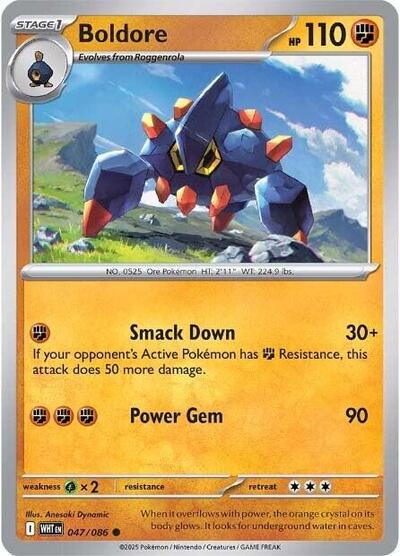 Boldore (WHT) #047/086 Common (Reverse Holofoil Near Mint) SV: White Flare Pokemon: 2025