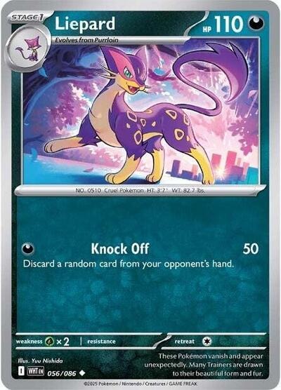 Liepard (WHT) #056/086 Uncommon (Reverse Holofoil Lightly Played) SV: White Flare Pokemon: 2025