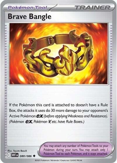 Brave Bangle (WHT) #080/086 Uncommon (Reverse Holofoil Lightly Played) SV: White Flare Pokemon: 2025