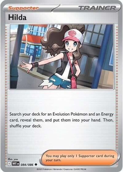 Hilda (WHT) #084/086 Uncommon (Reverse Holofoil Lightly Played) SV: White Flare Pokemon: 2025