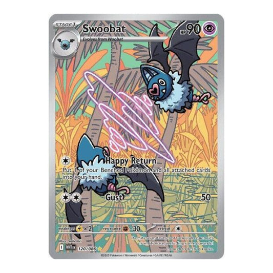 Swoobat - 120/086 (WHT) #120/086 Illustration Rare (Holofoil Near Mint) SV: White Flare Pokemon: 2025