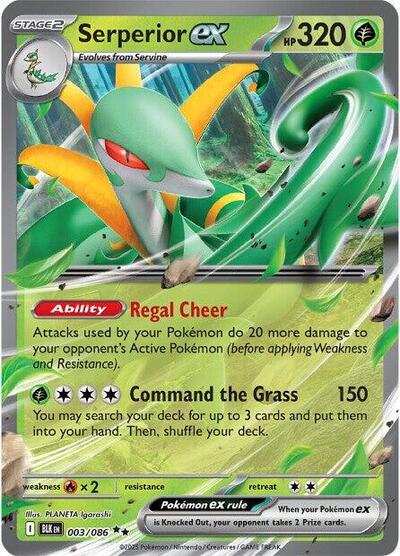 Serperior ex (BLK) #003/086 Double Rare (Holofoil Near Mint) SV: Black Bolt Pokemon: 2025