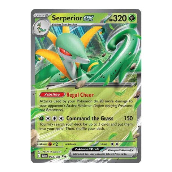 Serperior ex (BLK) #003/086 Double Rare (Holofoil Near Mint) SV: Black Bolt Pokemon: 2025