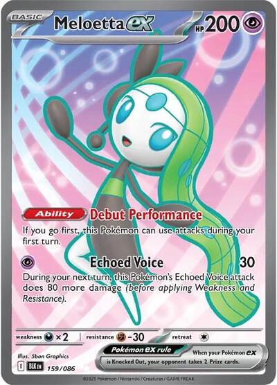 Meloetta ex - 159/086 (BLK) #159/086 Ultra Rare (Holofoil Near Mint) SV: Black Bolt Pokemon: 2025