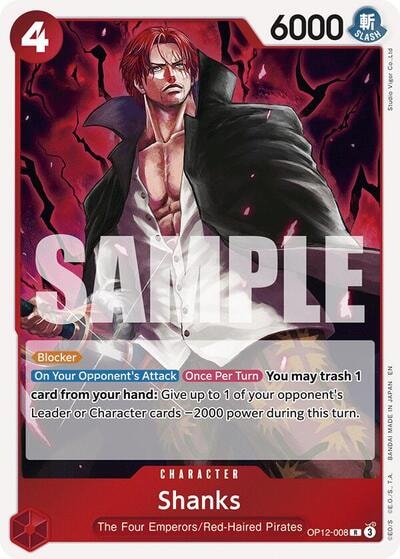 Shanks (008) (OP12) #OP12-008 Rare (Foil Lightly Played) Legacy of the Master One Piece Card Game: 2025