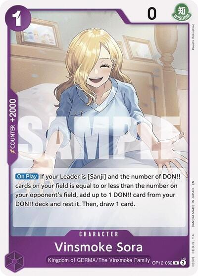 Vinsmoke Sora (OP12) #OP12-062 Rare (Foil Lightly Played) Legacy of the Master One Piece Card Game: 2025