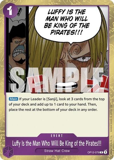 Luffy Is the Man Who Will Be King of the Pirates!!! (OP12) #OP12-079 Rare (Foil Lightly Played) Legacy of the Master One Piece Card Game: 2025