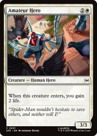 Amateur Hero (SPE) #1 Common (Foil Lightly Played) Marvel's Spider-Man: Eternal-Legal Magic: The Gathering: 2025