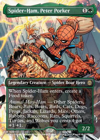 Spider-Ham, Peter Porker (Borderless) (SPM) #201 Rare (Lightly Played) Marvel's Spider-Man Magic: The Gathering: 2025