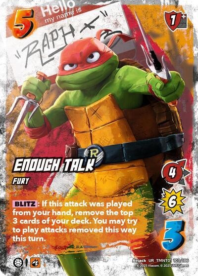 Enough Talk (TMNT) #TMNT01 103/186 Ultra Rare (Foil Near Mint) Teenage Mutant Ninja Turtles UniVersus: 2025