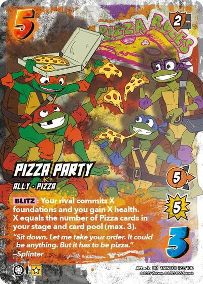 Pizza Party (TMNT) #TMNT01 123/186 Ultra Rare (Foil Near Mint) Teenage Mutant Ninja Turtles UniVersus: 2025