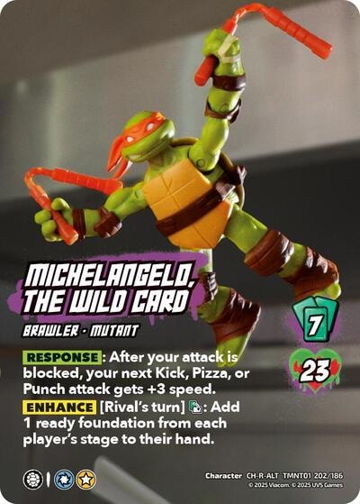 Michelangelo, the Wild Card (Alternate Art) (202) (TMNT) #TMNT01 202/186 CH-C-ALT (Foil Near Mint) Teenage Mutant Ninja Turtles UniVersus: 2025