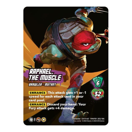 Raphael, the Muscle (Alternate Art) (203) (TMNT) #TMNT01 203/186 CH-C-ALT (Foil Near Mint) Teenage Mutant Ninja Turtles UniVersus: 2025
