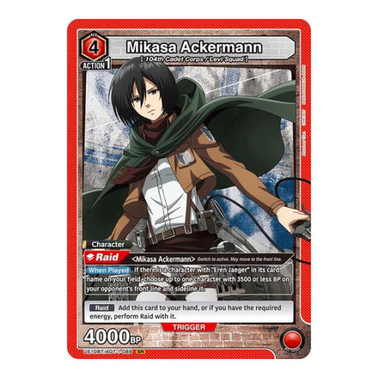 Mikasa Ackermann (089) (UE10BT) #UE10BT/AOT-1-089 Secret Rare (Foil Near Mint) UE10BT: Attack on Titan Union Arena: 2025