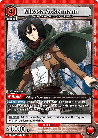 Mikasa Ackermann 089 (UE10BT) #UE10BT/AOT-1-089 Super Rare (Foil Near Mint) UE10BT: Attack on Titan Union Arena: 2025
