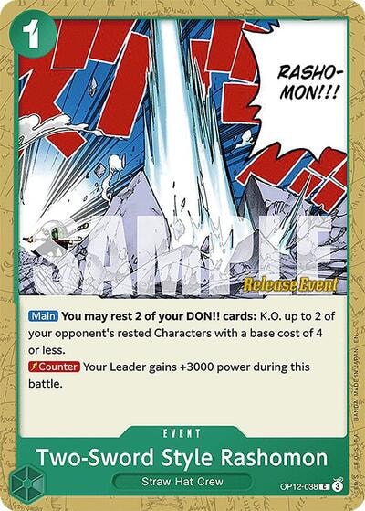 Two-Sword Style Rashomon (OP12 RE) #OP12-038 Common (Near Mint) Legacy of the Master Release Event Cards One Piece Card Game: 2025