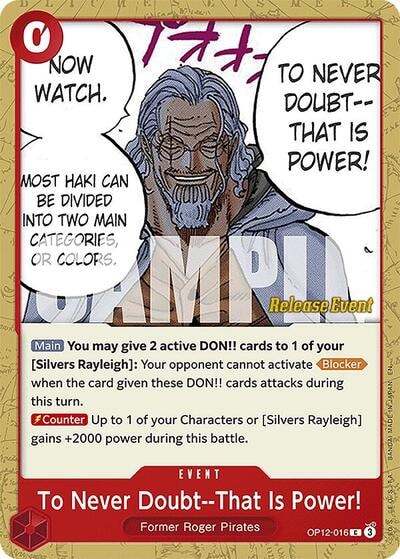 To Never Doubt--That Is Power! (OP12 RE) #OP12-016 Common (Near Mint) Legacy of the Master Release Event Cards One Piece Card Game: 2025
