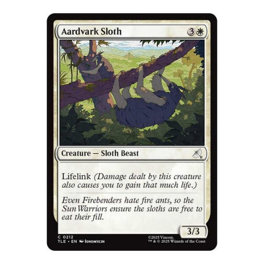 Aardvark Sloth (0212) (TLE) #212 Common Avatar: The Last Airbender: Eternal-Legal Magic: The Gathering: 2025
