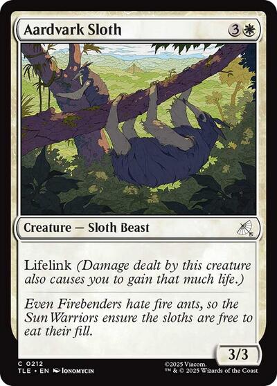 Aardvark Sloth 0212 (TLE) #212 Common Avatar: The Last Airbender: Eternal-Legal Magic: The Gathering: 2025