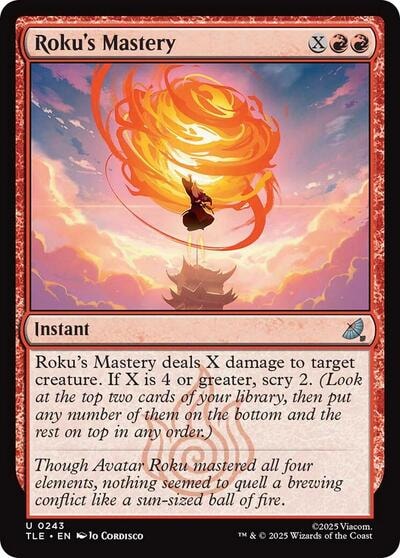 Rokus Mastery (TLE) #243 Uncommon Avatar: The Last Airbender: Eternal-Legal Magic: The Gathering: 2025
