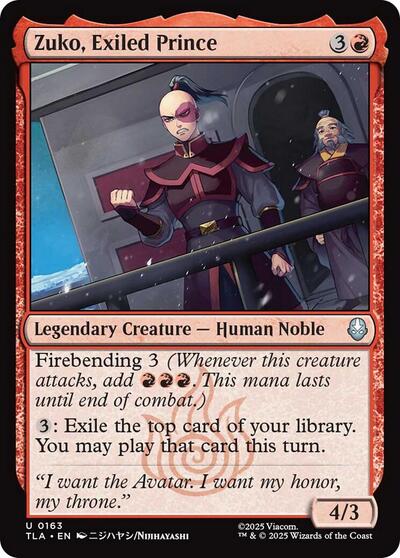 Zuko Exiled Prince (TLA) #163 Uncommon Avatar: The Last Airbender Magic: 2025