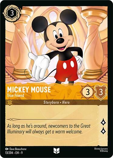 Mickey Mouse True Friend (9) #13/204 Uncommon (Near Mint) Fabled Lorcana TCG: 2025