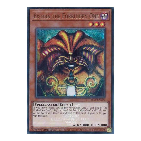 Exodia the Forbidden One (EUR) (25LP) #25LP-EN000 Emblazoned Ultra Rare (Limited Near Mint) Limited Pack World Championship 2025 YuGiOh: 2025