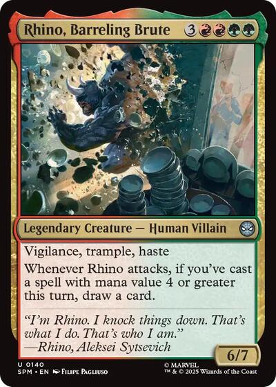 Rhino, Barreling Brute (SPM) #140 Uncommon (Lightly Played) Marvel's Spider-Man Magic: The Gathering: 2025