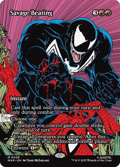 Savage Beating Borderless (MAR) #26 Mythic Rare (Near Mint) Marvel Universe Eternal-Legal Magic: 2025