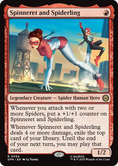 Spinneret and Spiderling (SPM) #94 Rare (Lightly Played) Marvel's Spider-Man Magic: The Gathering: 2025
