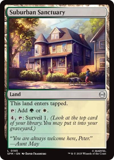 Suburban Sanctuary (SPM) #185 Land (Lightly Played) Marvel's Spider-Man Magic: The Gathering: 2025