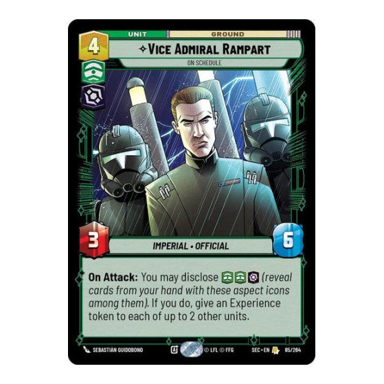 Vice Admiral Rampart - On Schedule (SEC) #85/264 Rare (Near Mint) Secrets of Power Star Wars: Unlimited: 2025