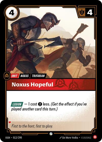 Noxus Hopeful (OGN) #012/298 Common (Near Mint) Origins Riftbound: League of Legends Trading Card Game: 2025