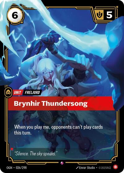 Brynhir Thundersong (OGN) #026/298 Rare (Foil Near Mint) Origins Riftbound: League of Legends Trading Card Game: 2025