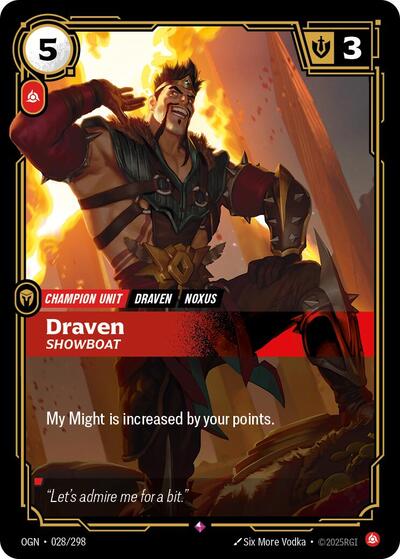 2025 Riftbound League of Legends Trading Card Game: Origins (OGN) - Draven Showboat (#028/298, Rare) (Foil, Near Mint)